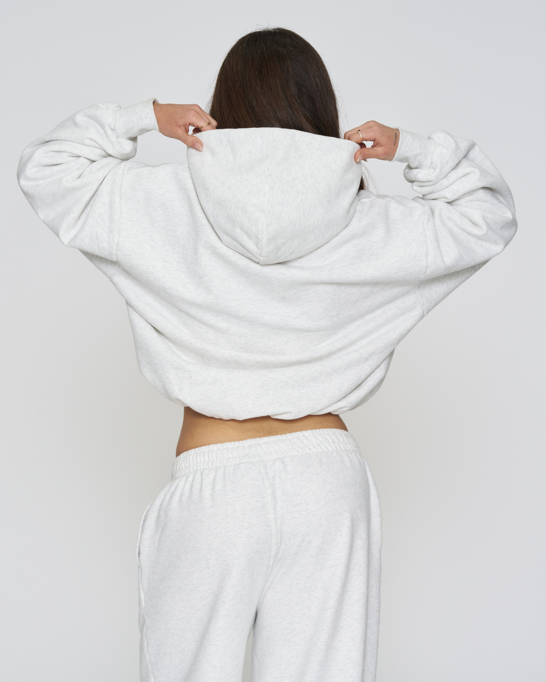 Heavyweight Adjustable Hoodie - White Marle