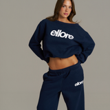 Boxy Adjustable Off-Shoulder Crewneck - New Navy