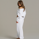 Boxy Oversized Cuffed Track - White Marle