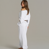 Boxy Oversized Cuffed Track - White Marle