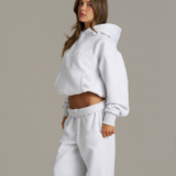 Boxy Adjustable Hoodie - White Marle