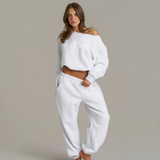 Boxy Oversized Cuffed Track - White Marle