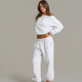 Boxy Oversized Cuffed Track - White Marle