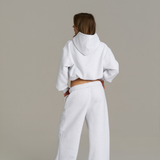 Boxy Adjustable Hoodie - White Marle