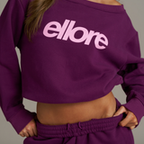 Boxy Adjustable Off-Shoulder Crewneck - Grape