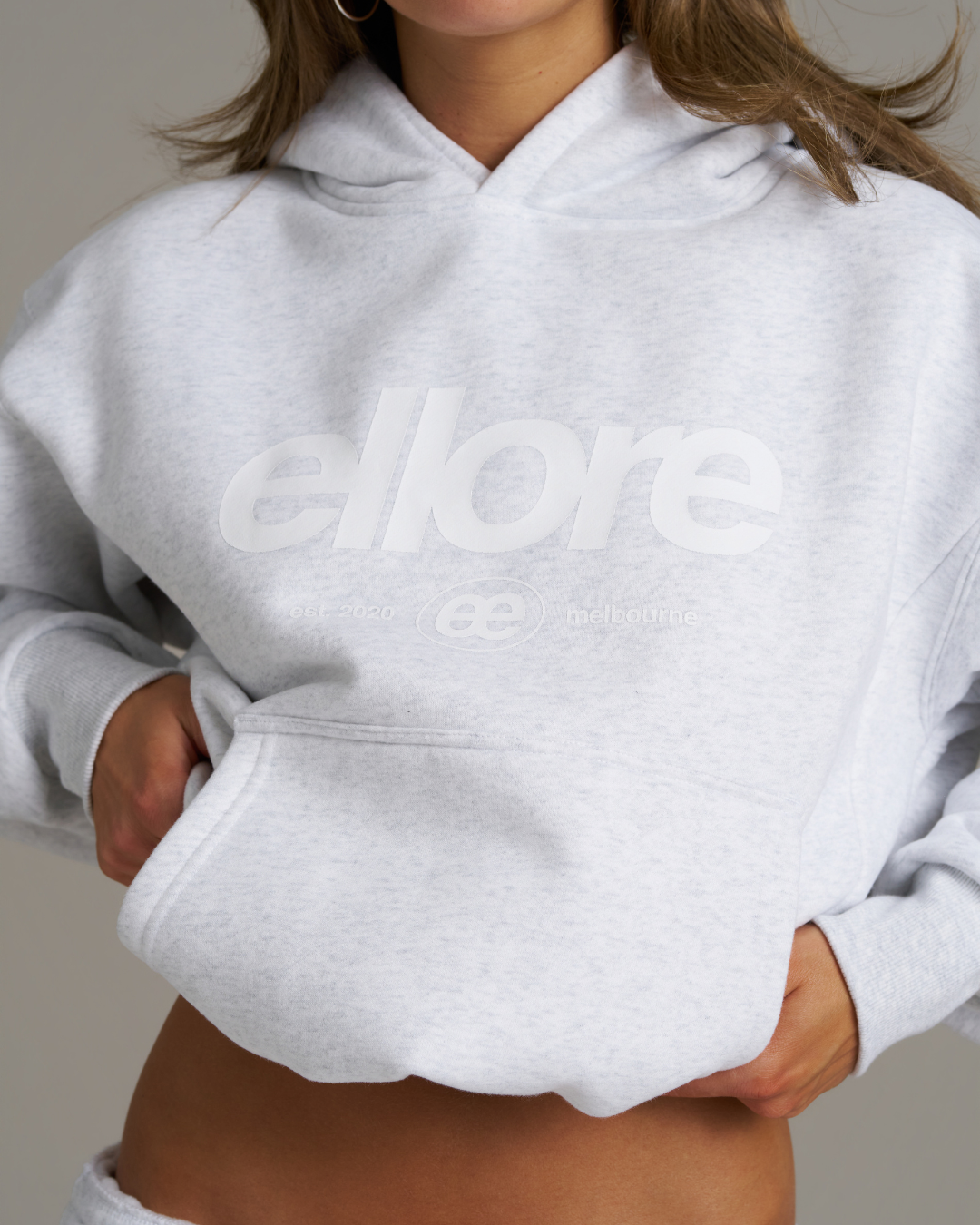 Boxy Adjustable Hoodie - White Marle