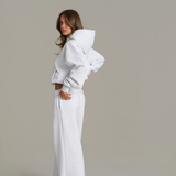 Boxy Adjustable Hoodie - White Marle