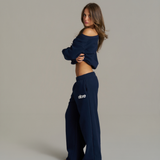 Boxy Adjustable Off-Shoulder Crewneck - New Navy