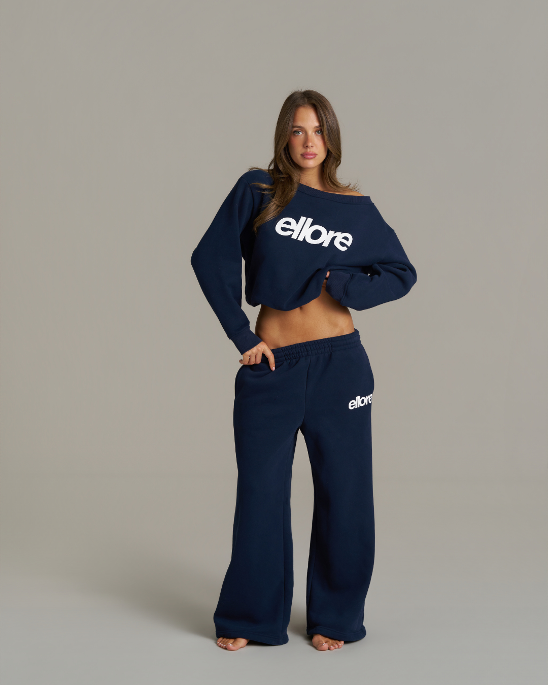 Wide Leg Sweatpants - New Navy