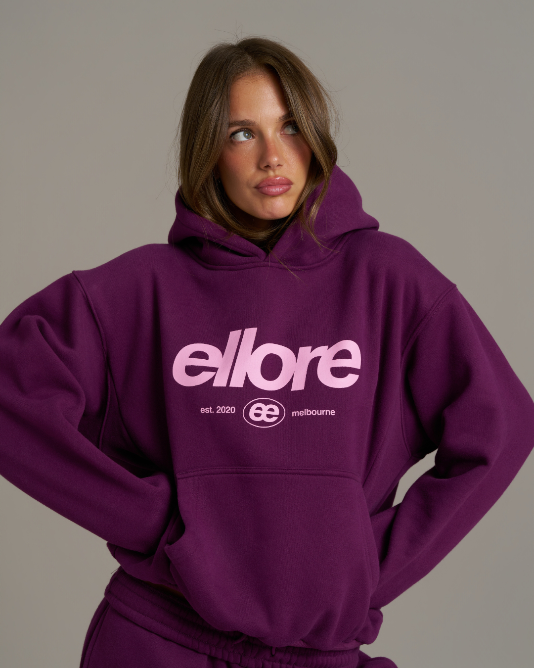 Boxy Adjustable Hoodie - Grape