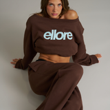 Boxy Adjustable Off-Shoulder Crewneck - Chocolate