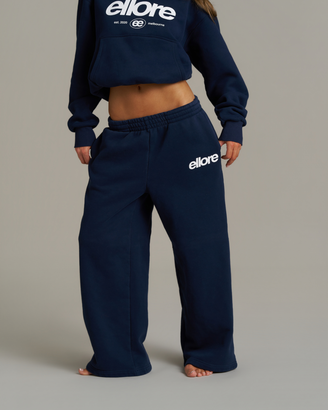 Wide Leg Sweatpants - New Navy