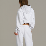Boxy Adjustable Hoodie - White Marle