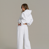 Boxy Adjustable Hoodie - White Marle
