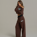 Boxy Adjustable Off-Shoulder Crewneck - Chocolate