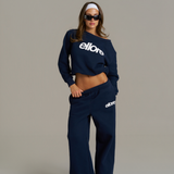 Boxy Adjustable Off-Shoulder Crewneck - New Navy