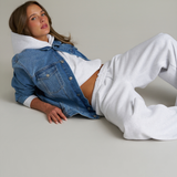 Boxy Adjustable Hoodie - White Marle