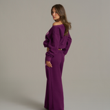 Boxy Adjustable Off-Shoulder Crewneck - Grape