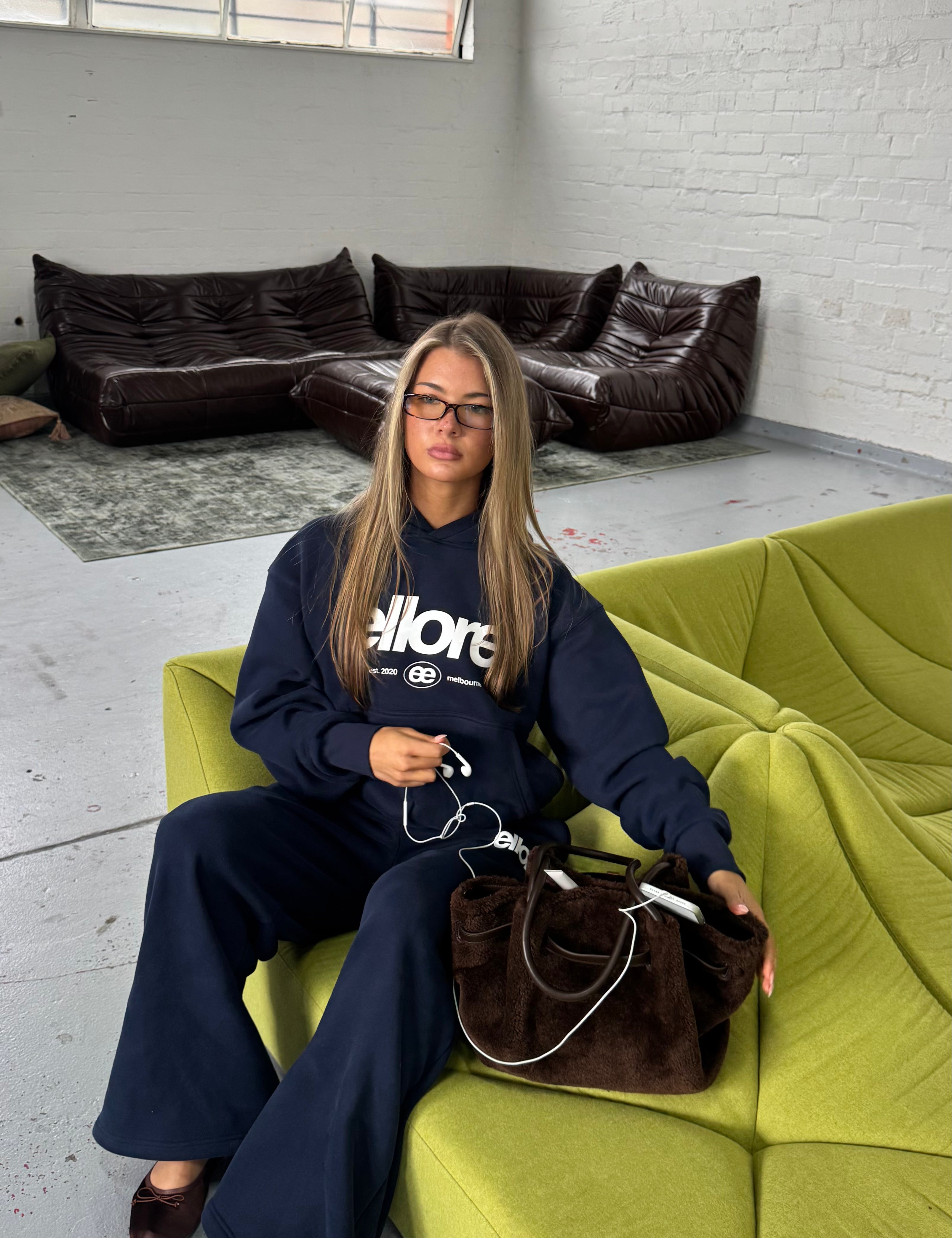 Wide Leg Sweatpants - New Navy